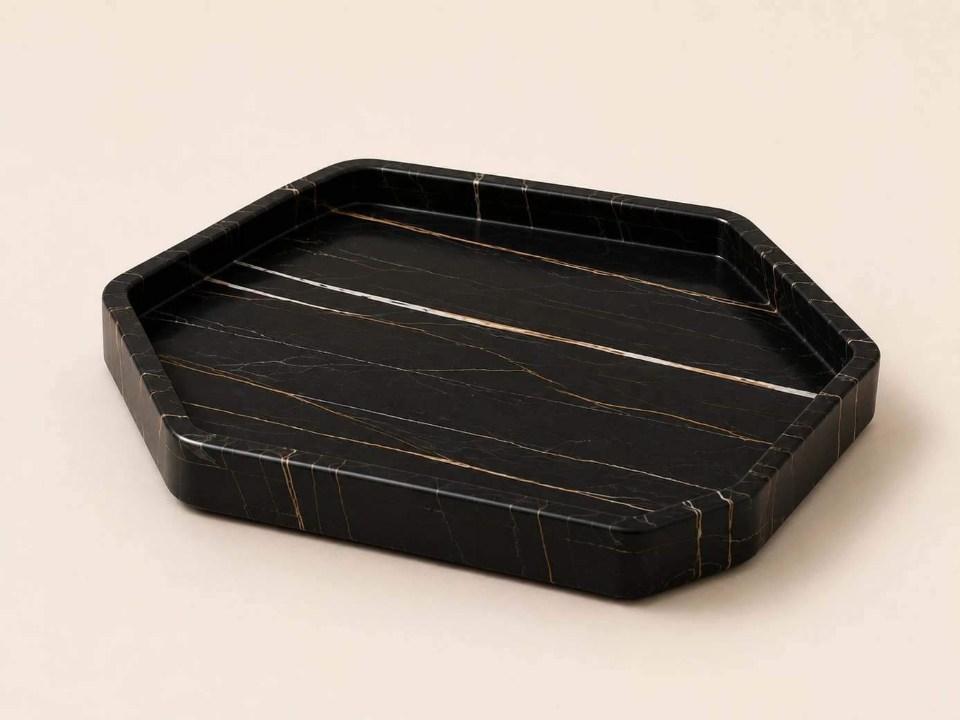 Demo Absolute Black Granite Geometric Tray in Absolute Black Granite
