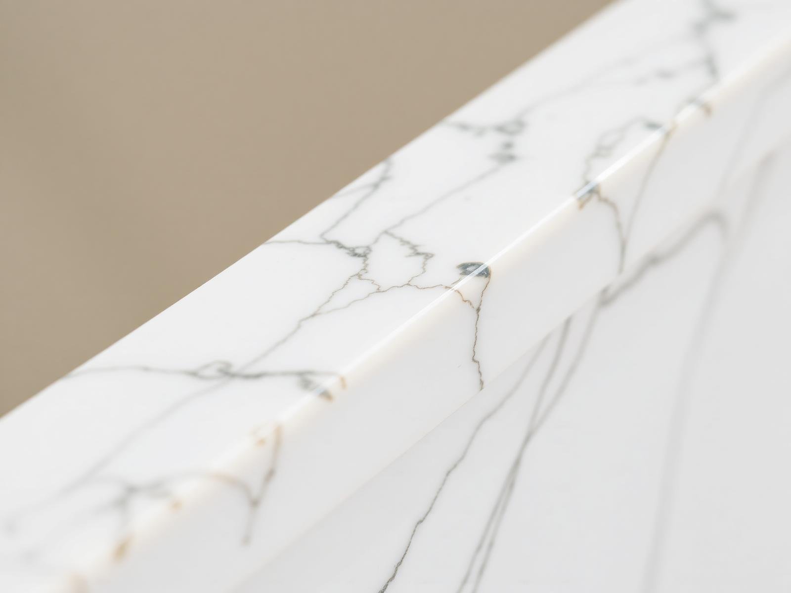 A close view of natural-stone edge finishing