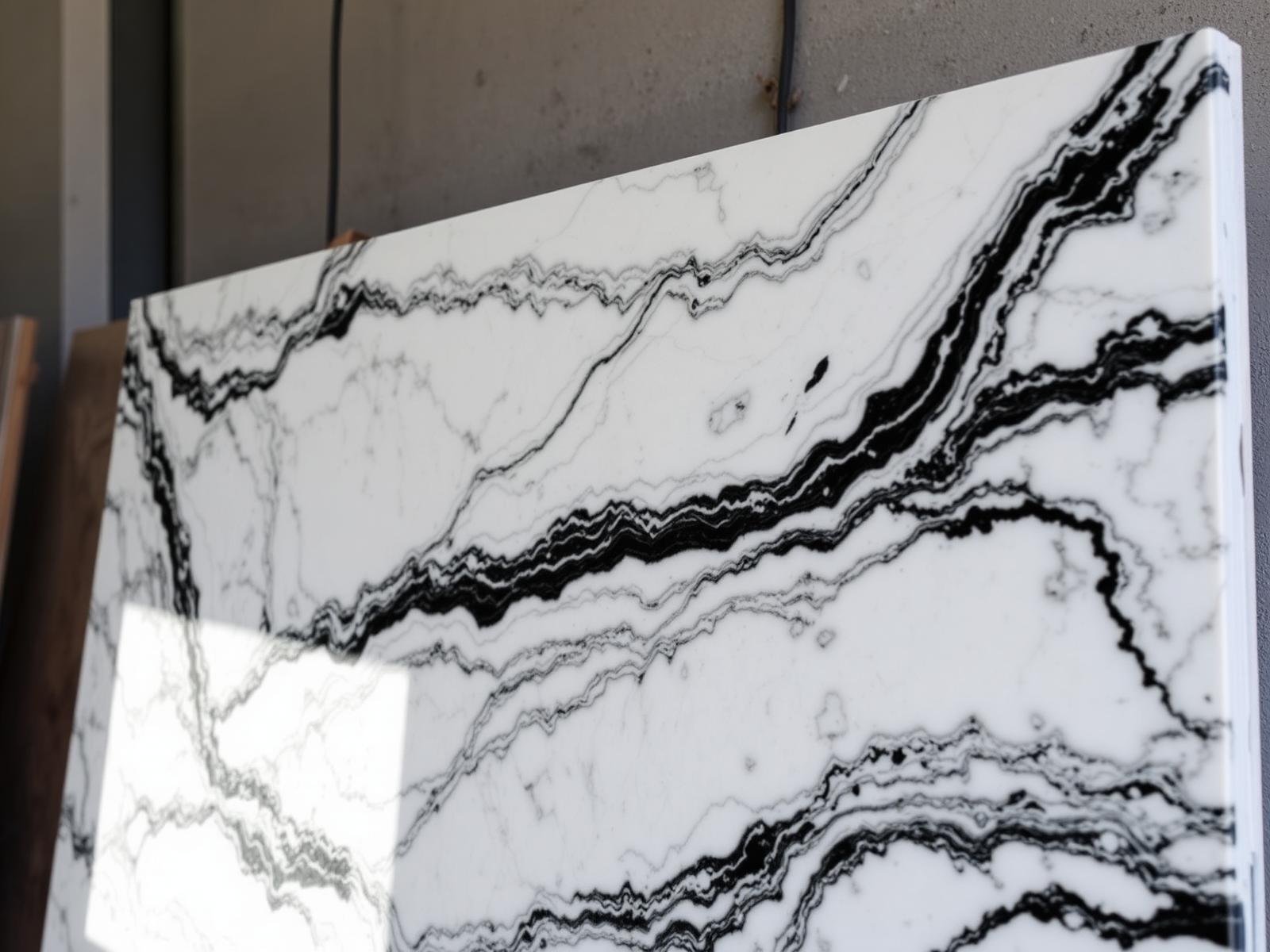 Natural-stone slab and tools prepared for a considered project